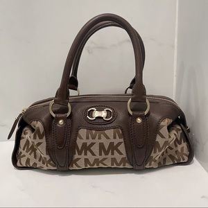 Michael Kors Brown Leather Monogram Satchel Bag